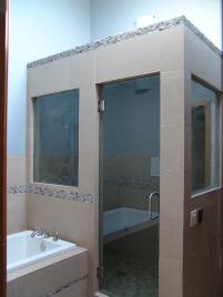 Custom shower and bathtub.  Part of a full bathroom remodel.